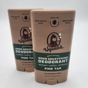 Set of 2‎ Dr. Squatch Aluminum Free Pine Tar Mens Natural Deodorant 2.65oz